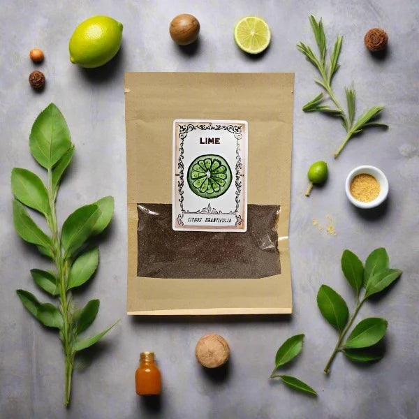 Black Lime Powder (Loomi). Organically grown in rural Queensland Australia, Farm direct, 100% dried lime, Arabic limes, lima-limoneard, Dried Lime