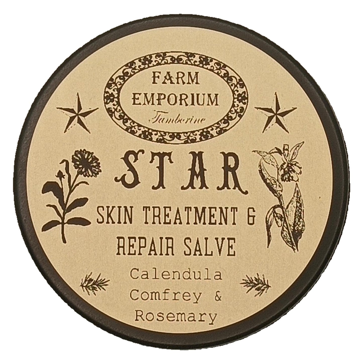 STAR (Skin Treatment & Relief) Salve 90 g Tin–Remedy assisting with skin blemishes, scars, acne, stretch marks, insect bites, burns, wrinkles Natural Vitamin-E with calendula, rosemary & shea butter